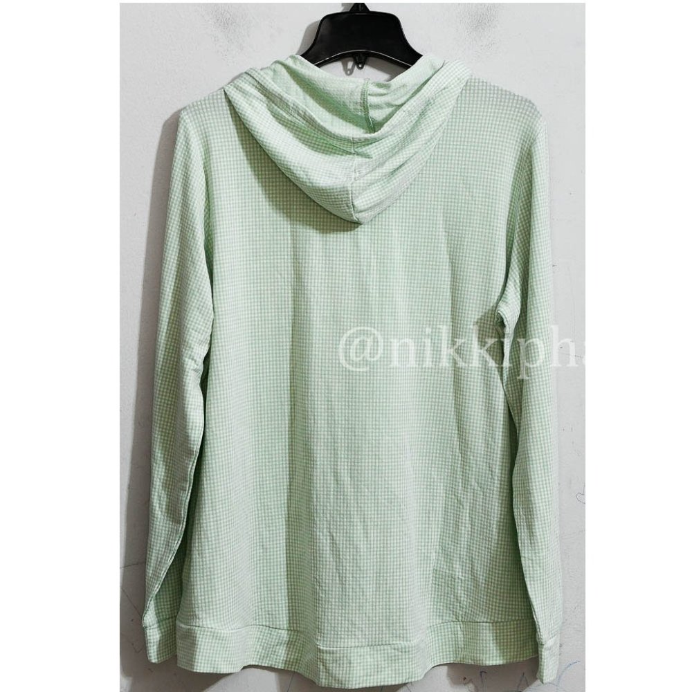 NWT Weatherproof Vintage Ladies' Gingham Hoodie in  green IN LARGE - Picture 4 of 6